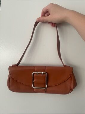 Nicole Miller Burnt Orange Shoulder Bag with Front Buckle